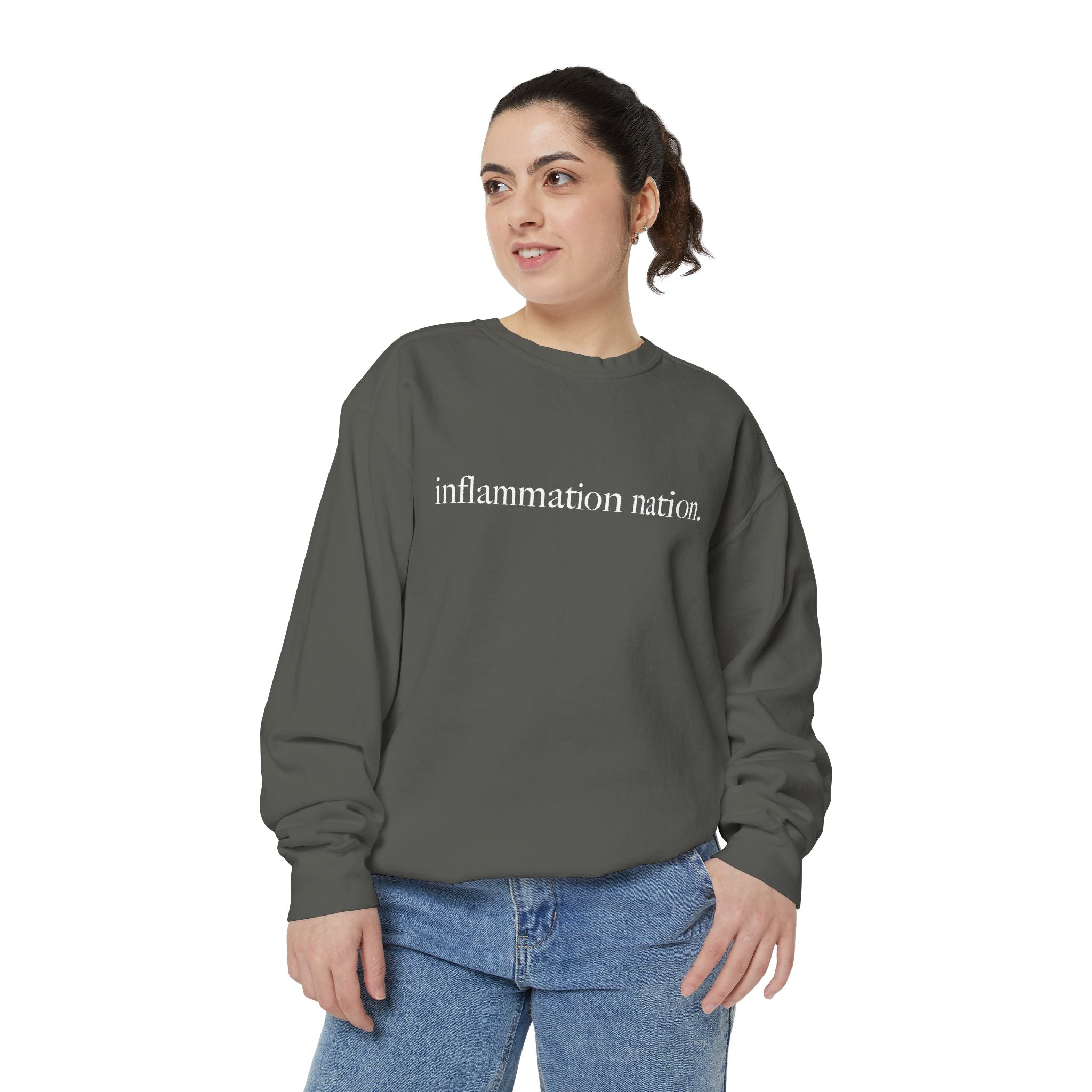 Minimal White Sweatshirt — Classic Garment-Dyed Crewneck